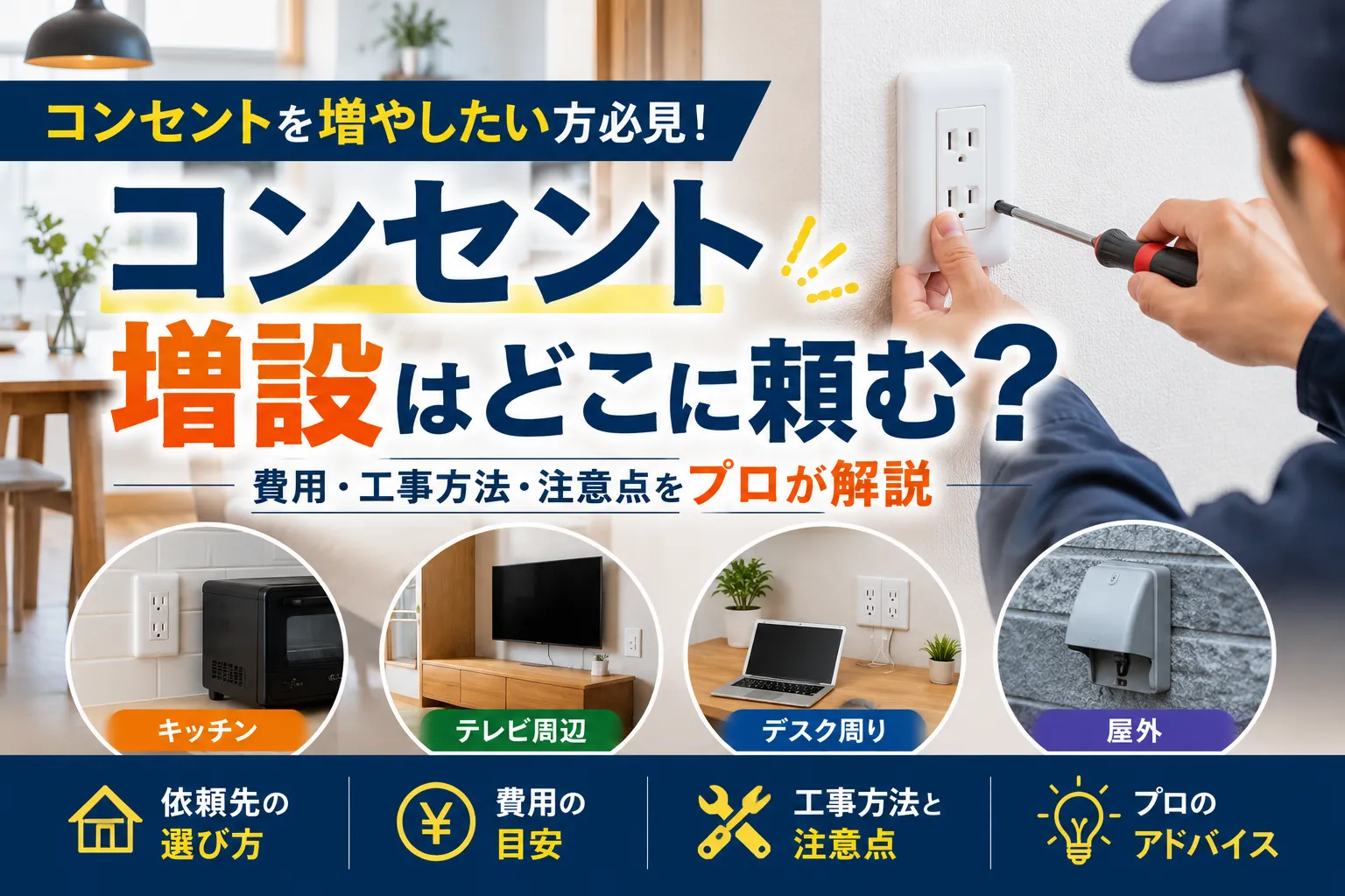 【2026年最新版】コンセントを増やしたい方必見！増設はどこに頼む？費用・工事方法・注意点をプロが解説